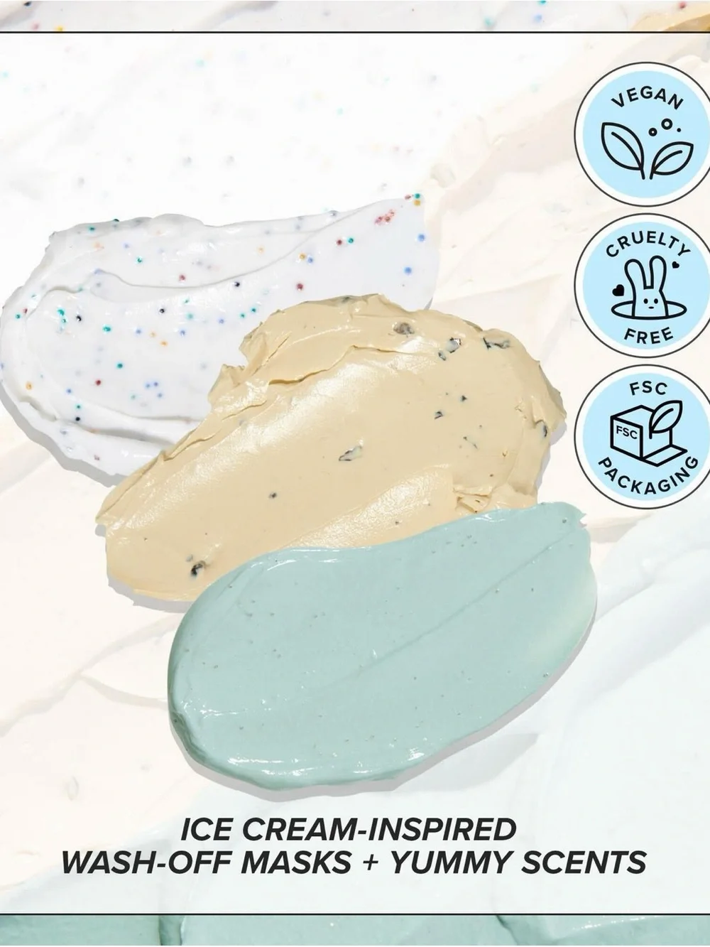 I Dew Care Sundae Scoop Ice Cream-Inspired Wash-Off Masks & Headband Set